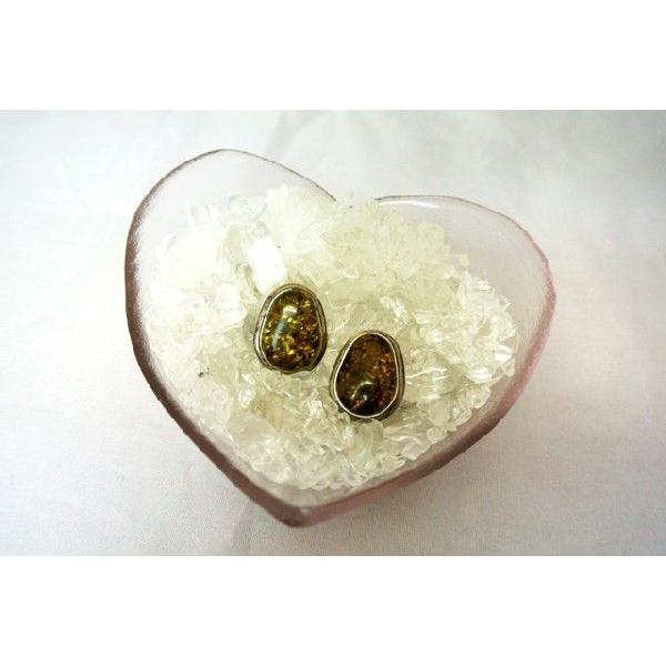 琥珀 コハク アンバー ピアス 耳飾り 卵型 アクセサリー