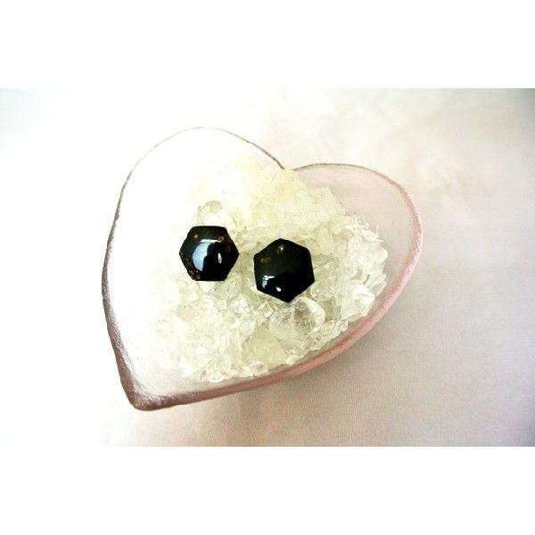 琥珀 コハク アンバー ピアス 耳飾り 六角形型 アクセサリー