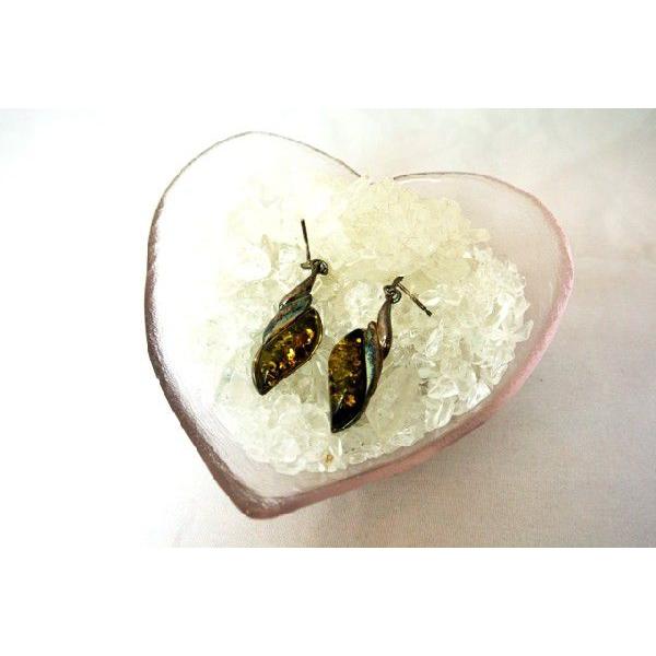 琥珀 コハク グリーンアンバー ピアス 耳飾り アクセサリー