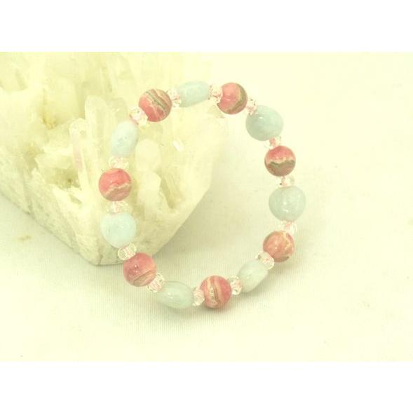 アクアマリン 藍柱石 インカローズ ロードクロサイト パワーストーン 天然石ブレスレット 天使の石