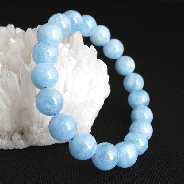 アクアマリン 藍柱石 パワーストーン 天然石ブレスレット 天使の石 10mm玉