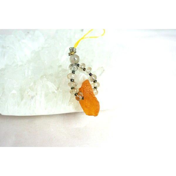 【メール便OK】 琥珀 アンバー 天然石ストラップ タンブル型 ルチルクォーツ