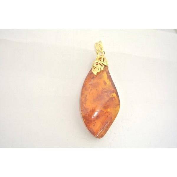 琥珀 コハク アンバー ペンダントトップ 天然石パーツ 水面模様 シルバー925