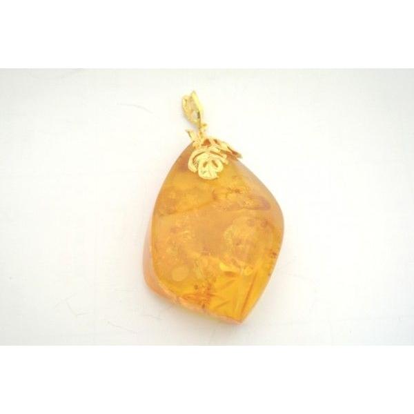 琥珀 コハク アンバー ペンダントトップ 天然石パーツ シルバー メッキ