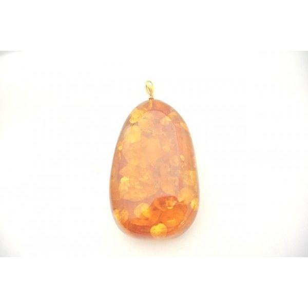 琥珀 コハク アンバー ペンダントトップ 天然石パーツ K18