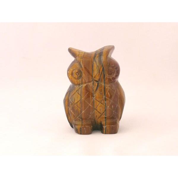 虎目石 タイガーアイ フクロウ 梟 天然石置物
