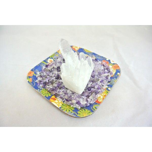 浄化インテリアセット【水晶クラスター＋選べる５色のさざれ石・上げたい運気をチョイス♪】お皿付き