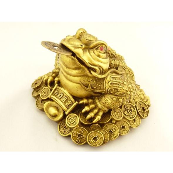 三脚蟾蜍 三本足 カエル 置物 銅製 商売繁盛 財運 7cm