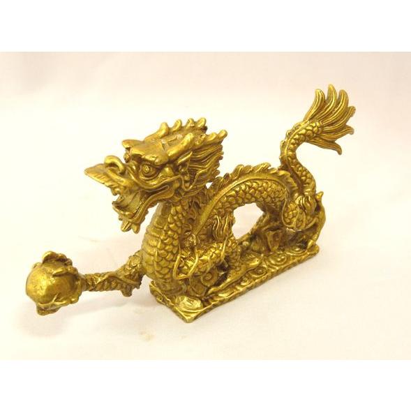 辰 龍の置物 銅製 7.5cm 竜 五本指 如意宝珠