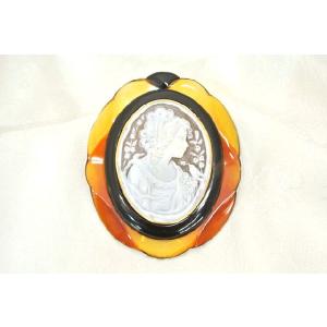 べっ甲 カメオ ベルニーチェ作 ブローチ K18 長寿 縁起物 : 横浜中華街