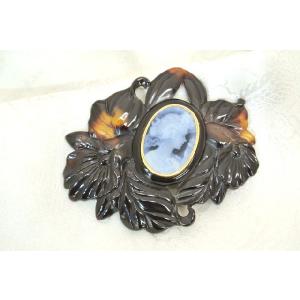 べっ甲 カメオ ベルニーチェ作 ブローチ K18 長寿 縁起物 : 横浜中華街