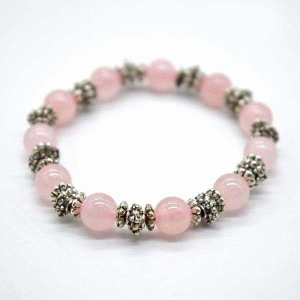 特価品 ローズクオーツ 樹脂製パーツ付き ブレスレット 天然石アクセサリー 10mm