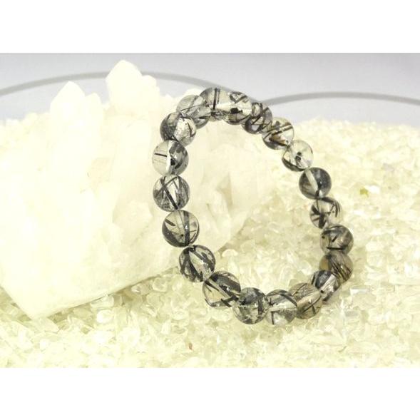 ルチルクォーツ ブラックルチル 黒針水晶 パワーストーン 天然石ブレスレット 腕輪 9mm玉