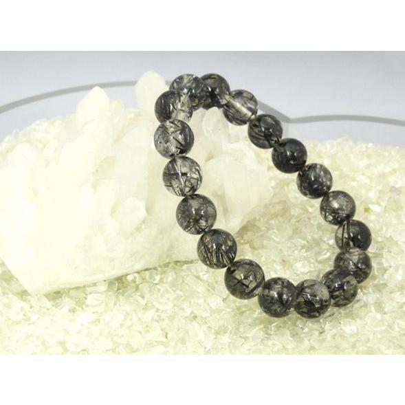 ルチルクォーツ ブラックルチル 黒針水晶 パワーストーン 天然石ブレスレット 腕輪 12mm玉