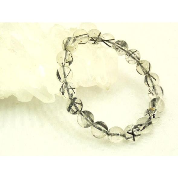 ルチルクォーツ ブラックルチル 黒針水晶 パワーストーン 天然石ブレスレット 腕輪 9.5mm玉