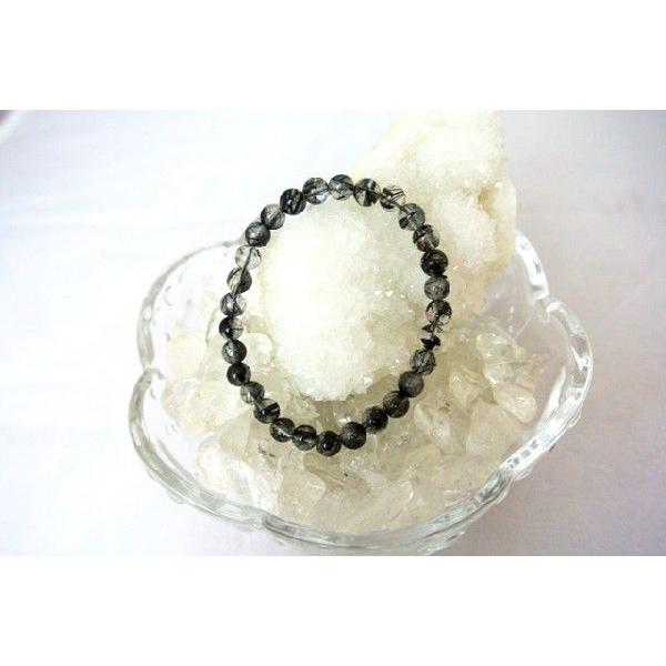 ルチルクォーツ ブラックルチル 黒針水晶 パワーストーン 天然石ブレスレット 腕輪 6mm玉