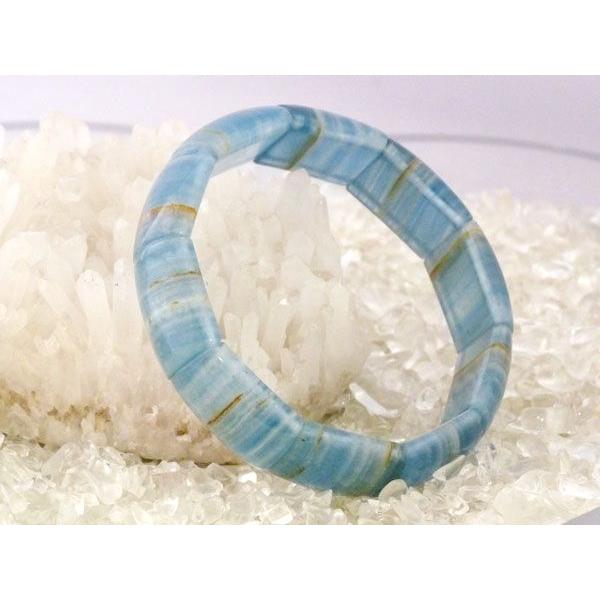 ブルーカルサイト 青方解石 天然石ブレスレット パワーストーン バングルタイプ 幅15mm