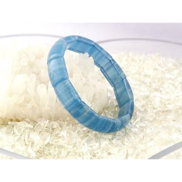 ブルーカルサイト 青方解石 天然石ブレスレット パワーストーン バングルタイプ 幅12mm