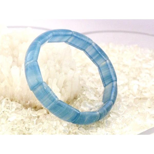 ブルーカルサイト 青方解石 天然石ブレスレット パワーストーン バングルタイプ 幅13mm