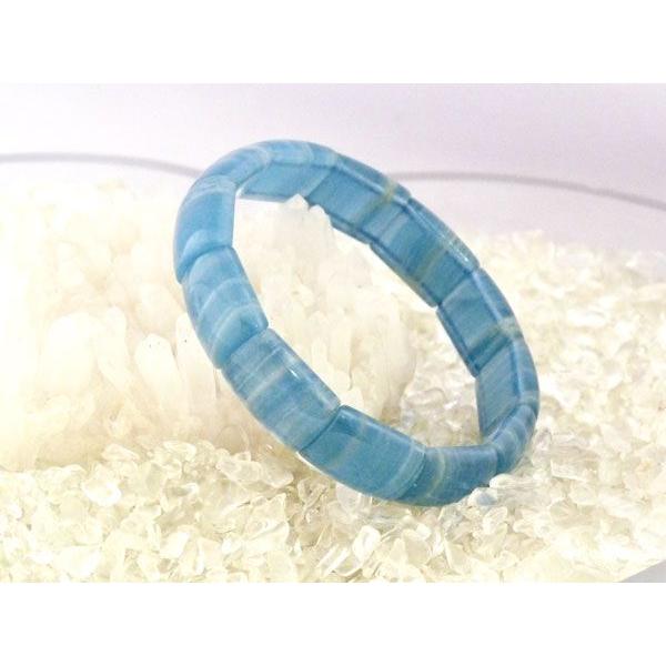 ブルーカルサイト 青方解石 天然石ブレスレット パワーストーン バングルタイプ 幅13mm