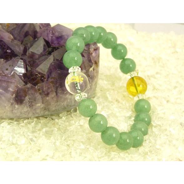 健康 金運 金彫り梵字 水晶 アベンチュリン シトリン ブレス