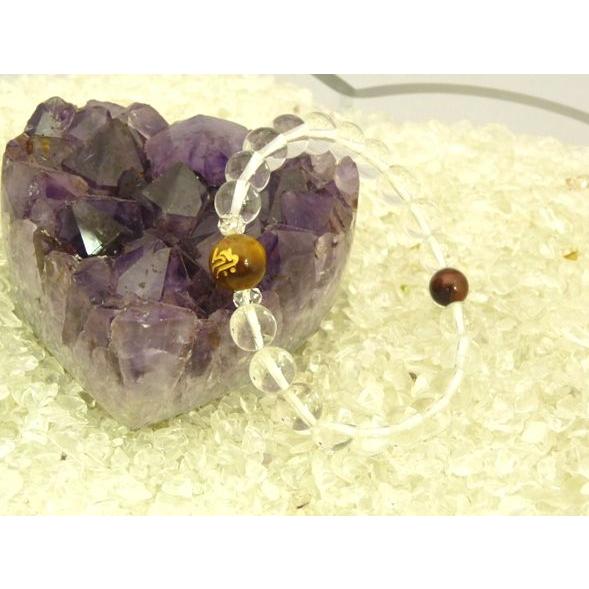 金運 仕事運 金彫り梵字 タイガーアイ 水晶 レッドタイガーアイ ブレス