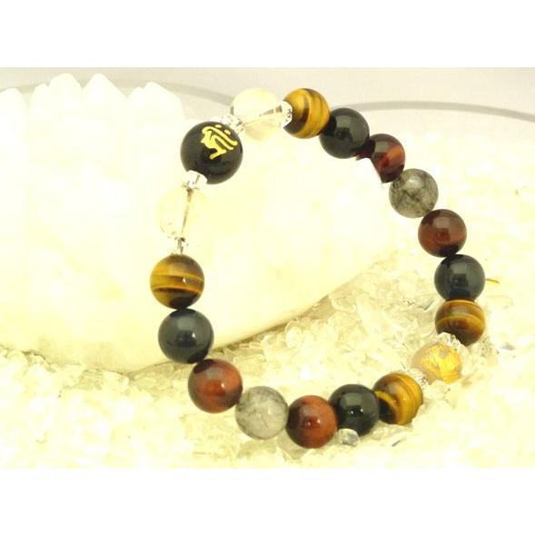 仕事運 財運 金彫り梵字 オニキス 金彫り龍 ムーンストーン 3色タイガーアイ ブラックルチル シト...