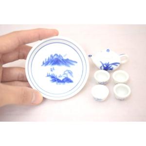 ミニチュア茶器セット 草柄 陶器製 手のひらサイズの詳細画像1