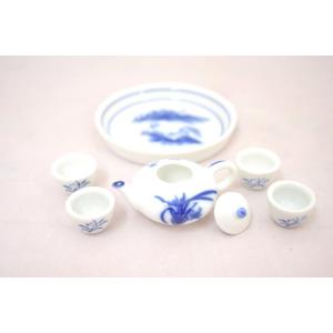 ミニチュア茶器セット 草柄 陶器製 手のひらサイズの詳細画像2