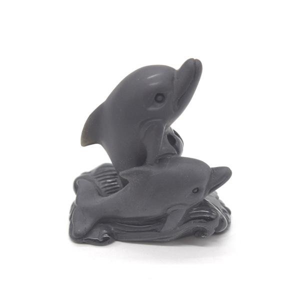 海豚 イルカの置物 オニキス 6cm 天然石製 波乗り