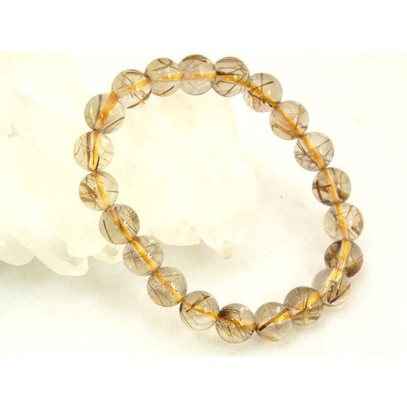 ルチルクォーツ タイチンルチル 太金針水晶  パワーストーン 天然石ブレスレット 腕輪 9.5mm玉