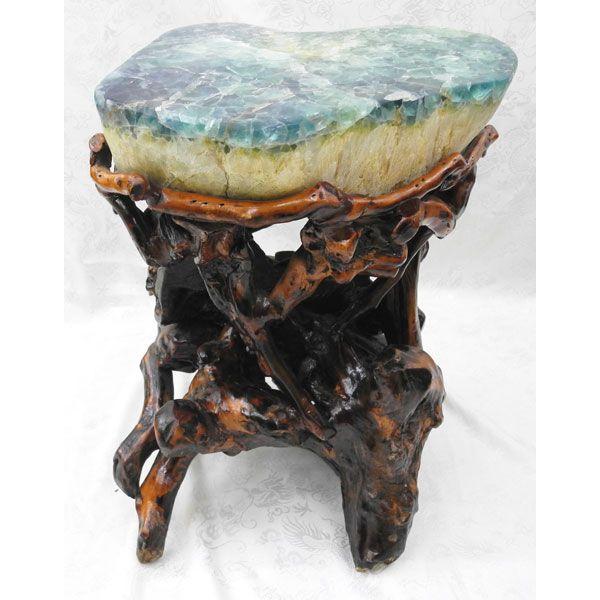 【天才の石】フローライト（蛍石）椅子　緑色　【パワーストーン置物】　【一点物】