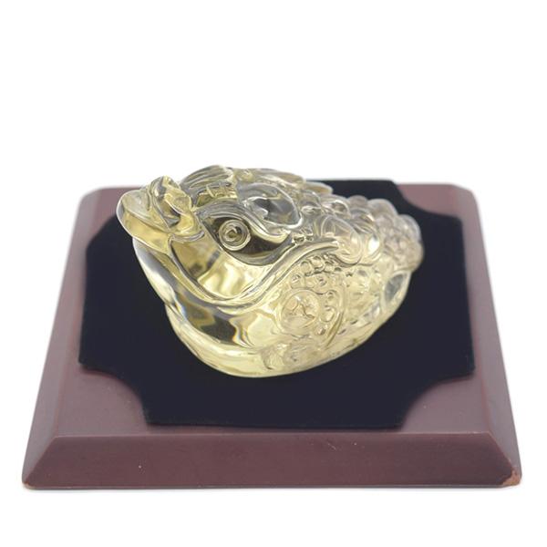 三脚蟾蜍 三本足 カエル 置物 シトリン 9cm 天然石製 Lサイズ 黄水晶 三本脚の蛙