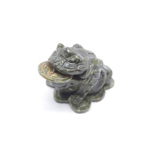 三脚蟾蜍 三本足 カエル 置物 緑玉石 天然石製 6cm