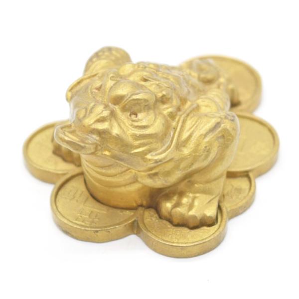 三脚蟾蜍 三本足 カエル 置物 銅製 銭咥え 3cm