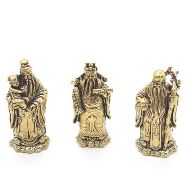 【メール便OK】 福禄寿 置物 金属製 アジアの神様 三体セット 5.5cm