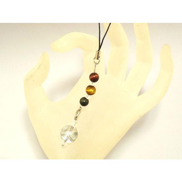 【メール便OK】 クリスタル 鳳凰 フェニックス 銀彫り 3色タイガーアイ 虎目石 天然石ストラップ