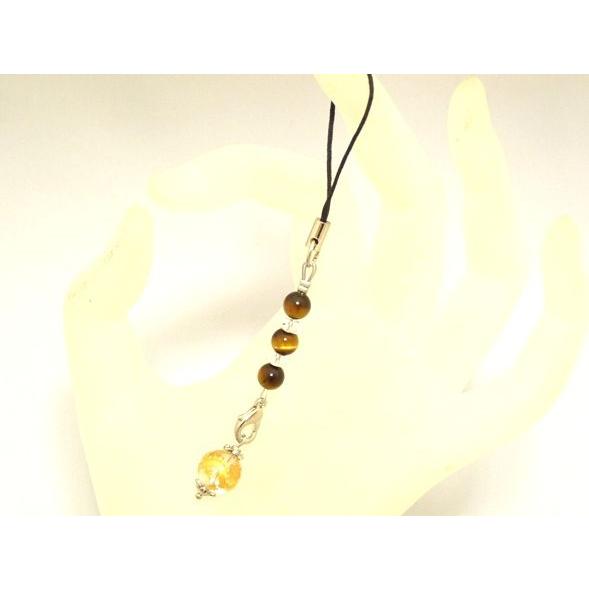 水晶龍 ドラゴン 金彫り 3色タイガーアイ 虎目石 天然石ストラップ