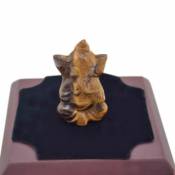 ガネーシャ像 置物 タイガーアイ 虎目石 座像 天然石 彫刻 6cm