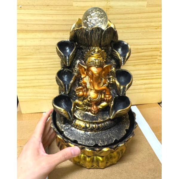 ガネーシャ 噴水置物 樹脂製 風水インテリア モーター駆動