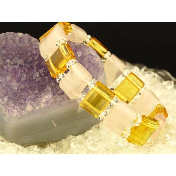 【恋愛運・金運UP!!】ローズクォーツ＆シトリン【多面カット】パワーストーン・ブレスレット