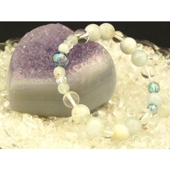 アクアマリン 藍柱石 アクアオーラ パワーストーン 天然石ブレスレット 天使の石