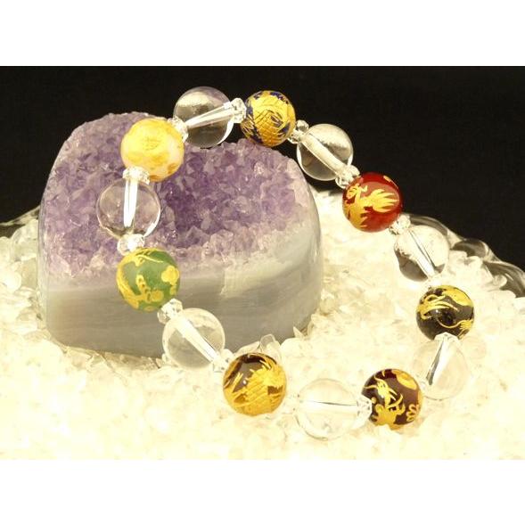 7匹の金彫り龍 ７つのパワーストーン パワーストーン 龍 ドラゴン ブレスレット