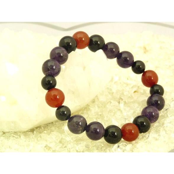 アメジスト オニキス 赤瑪瑙 紫水晶 パワーストーン 天然石ブレスレット 10ｍｍ玉