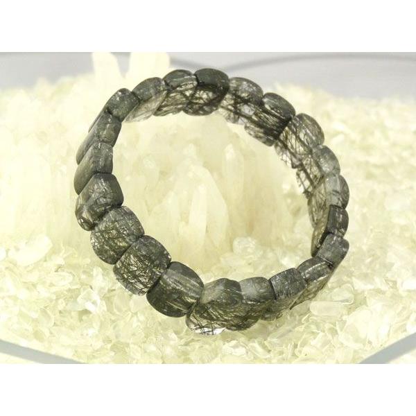 ブラックルチルクオーツ 黒針水晶 パワーストーン 天然石ブレスレット