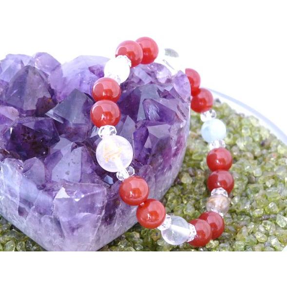 愛情運 恋愛運UP 金彫り梵字 ローズクォーツ メノウ アクアマリン ルチルクォーツ他 ブレス