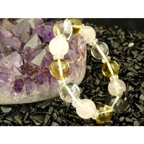 シトリン ローズクォーツ 水晶 黄水晶 紅水晶 パワーストーン 天然石ブレスレット 12mm玉