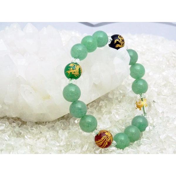 四神 赤 緑 メノウ オニキス 水晶 アベンチュリン パワーストーンブレス 10mm