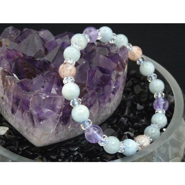 アメジスト アクアマリン ストロベリークォーツ パワーストーン 天然石ブレスレット