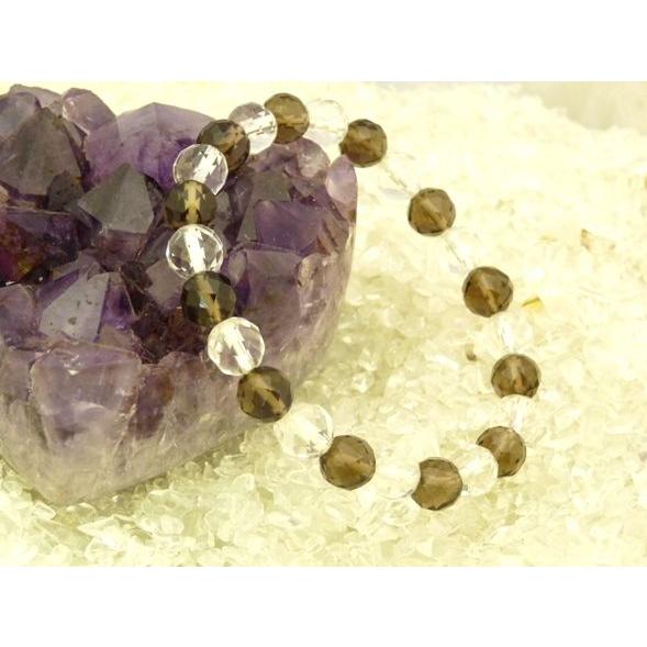 スモーキークォーツ クォーツ 煙水晶 水晶 カット加工 パワーストーン 天然石ブレスレット 8mm玉